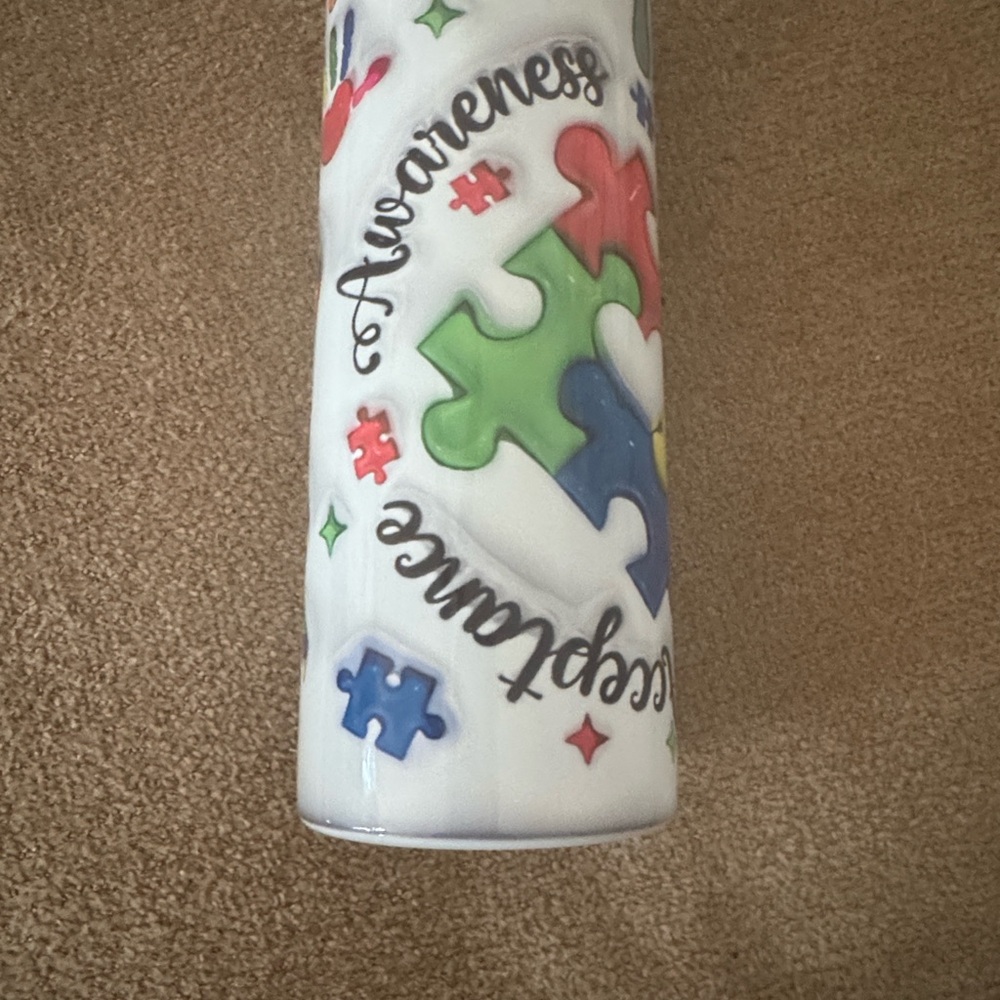 Hand Crafted Autism Awareness Puzzle Tumbler - Picture 5 of 6